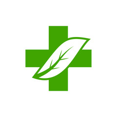 Medical care, healthcare, treatment service, natural, diagnostic centre, stethoscope leaf, plus and hands icon combination vector logo design.