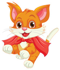 Happy Cat Superhero Cartoon Character