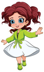 Cute girl dancing isolated