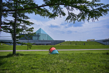 A view of Moerenuma Park in Sapporo, Hokkaido, Japan.