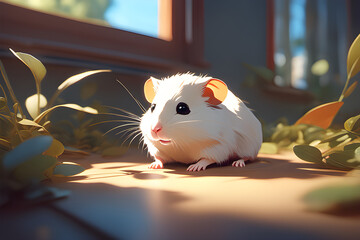 cute hamster lying down.
 generative AI