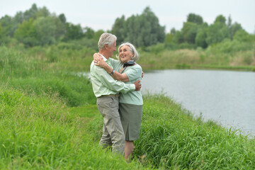 Fototapeta premium Happy senior couple in love. Park outdoors.