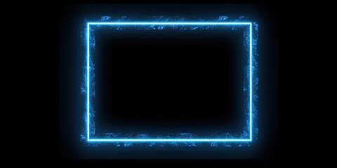 Electric Blue Glow. Abstract Square Frame on Black Background. Generative AI illustrations