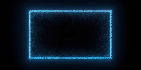 Electric Blue Glow. Abstract Square Frame on Black Background. Generative AI illustrations