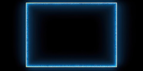 Fototapeta premium Electric Blue Glow. Abstract Square Frame on Black Background. Generative AI illustrations