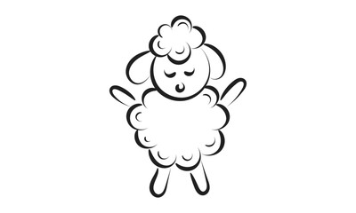 Fototapeta premium Beautiful cute sheep Line Art. Christian Symbol design for print or use as poster, card, flyer, sticker, tattoo or T Shirt