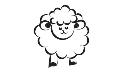 Beautiful cute sheep Line Art. Christian Symbol design for print or use as poster, card, flyer, sticker, tattoo or T Shirt