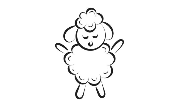 recommend clip art: Beautiful cute sheep Line Art. Christian Symbol design for print or use as poster, card, flyer, sticker, tattoo or T Shirt
