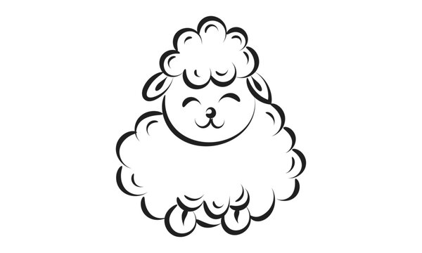recommend clip art: Beautiful cute sheep Line Art. Christian Symbol design for print or use as poster, card, flyer, sticker, tattoo or T Shirt