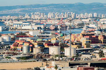 Containers in the port of Haifa