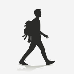 Fototapeta na wymiar Silhouette of a man walking to work