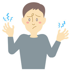 手指の痺れを感じる男性