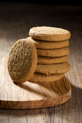 Stack of Biscuits on a rustic wooden table.