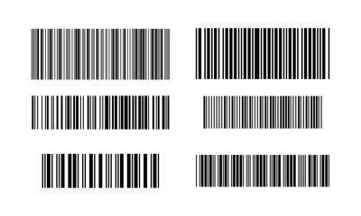 Set of Bar code isolated on transparent background. Vector icon. Barcode icon. Vector Illustration, price tag for laser scan, retail number code. Vector scanning unique stripped barcode symbols set