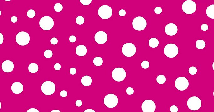 seamless infinite loop white polka dot on pink background,endless animated motion graphics