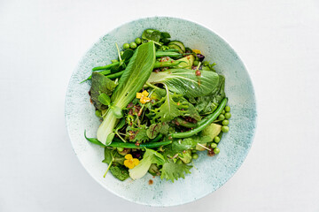 green salad on the white