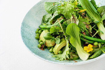 green salad on the white