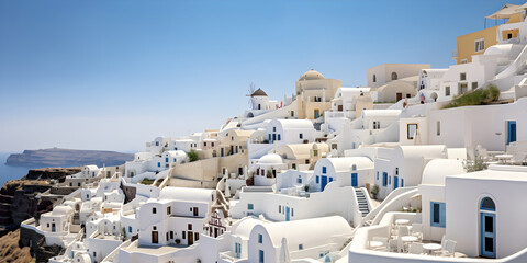 Fototapeta premium traditional white island village buildings landscape