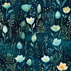 Fototapeta na wymiar watercolor floral background from vintage wallpapers