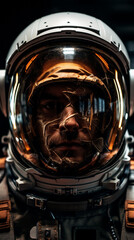 Naklejka premium Cosmic Dreamscape: Astronaut's Vision in Space, Generative AI