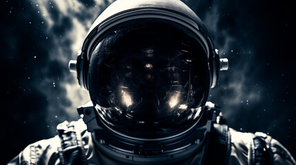 Celestial Frontier: Astronaut's View Through Visor, Generative AI