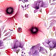 watercolor flower pattern in the style of light violet