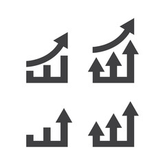 Growing bar graph icon isolated vector illustration.