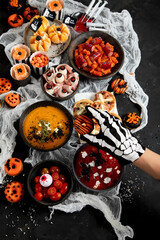 Obraz na płótnie Canvas Halloween food ideas for a family dinner.