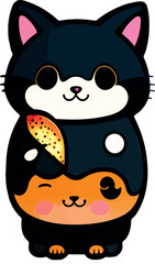 Free vector a sticker template of cat cartoon character.