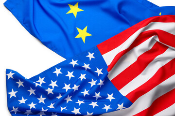 Flags of USA and European Union on white background