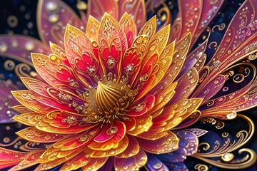 Beautiful fantasy wallpaper. Different botanical flower bunch, motif for floral print digital background. Generative ai