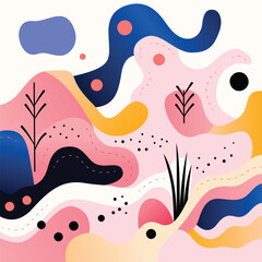 abstract background with natural line arts creative gradient color polka dot texture memphis style