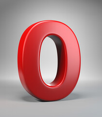 3d render red zero number MADE OF AI