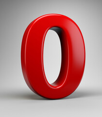 3d render red zero number MADE OF AI