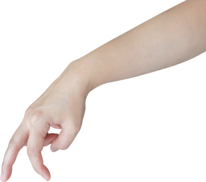 Woman hand walking gesture isolated on white background