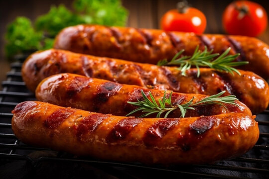 Delicious grilled polish sausage kielbasa 