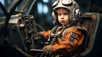 From Playtime to Heroics: Children as Fighter Pilots, Generative AI - obrazy, fototapety, plakaty
