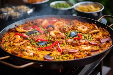 Foto op Canvas Delicious traditional spanish paella with seafood © Karol