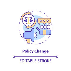 Editable policy change icon concept, isolated vector, lobbying government thin line illustration.