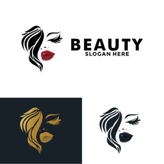 Beauty logo salon and hair treatment logo design, Beauty woman fashion logo template