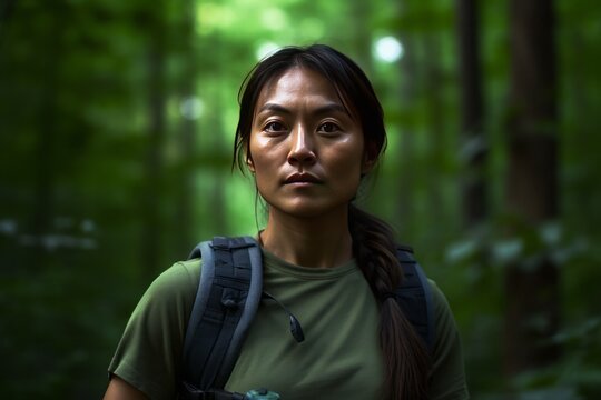 Embracing Nature's Gym: A Determined Woman's Fitness Journey. Generative AI