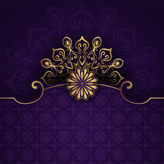 Purple luxury background, with gold mandala ornament