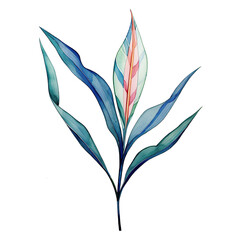 Heliconia Leaf,watercolor style,invitation card element.Created with Generative AI technology