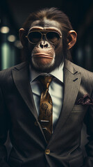 Fototapeta premium Capitalist Apes: Wall Street's Financial Elite, generative ai