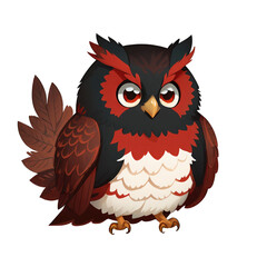 Fototapeta premium Cute cartoon owl isolated with no background. Illustration for children of a bird.