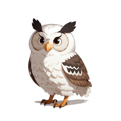 Naklejka premium Cute cartoon owl isolated with no background. Illustration for children of a bird.