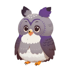 Obraz premium Cute cartoon owl isolated with no background. Illustration for children of a bird.
