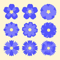 set blue flowers