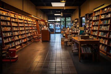 bookstore with classic design. clasic library. Generative AI