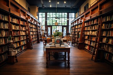 bookstore with classic design. clasic library. Generative AI